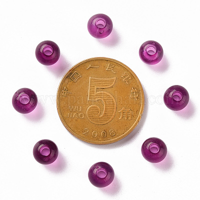 透明なアクリルビーズ  ラウンド  パープル  6x5mm  穴：1.8mm  約4400個/500g&nbsp;MACR-S370-A6mm-743-1
