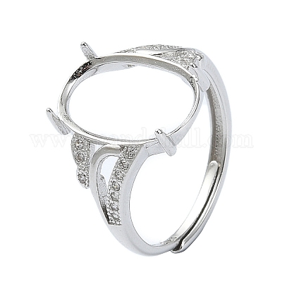 Adjustable 925 Sterling Silver 4 Prongs Ring Settings&nbsp;STER-K179-27P-1