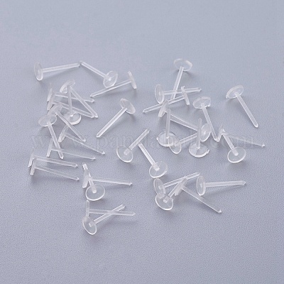 プラスチックスタッドピアスパーツ  フラットラウンド  透明  12x5mm  ピン：1mm  約1000個/袋&nbsp;KY-G006-03-5m-1