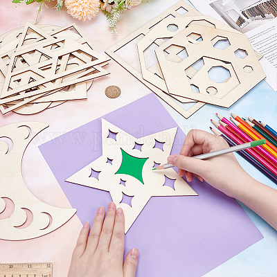 12Pcs MDF Geometric Shape Template&nbsp;DIY-UN0007-96A-1
