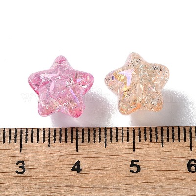 透明なアクリルビーズ  スター  ミックスカラー  11x11.5x9.5mm  穴：2mm&nbsp;PACR-C007-07-1