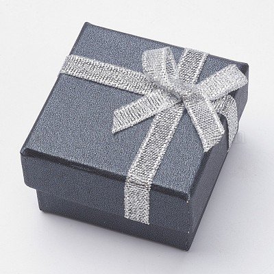厚紙箱リングボックス  ちょう結びに  正方形  ブラック  5x5x3.1cm&nbsp;CBOX-G011-E03-1