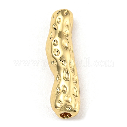 真鍮製チューブビーズ  エンボス模様  ゴールドカラー  19x5x4.8mm  穴：1.8mm&nbsp;KK-D039-01C-G-1