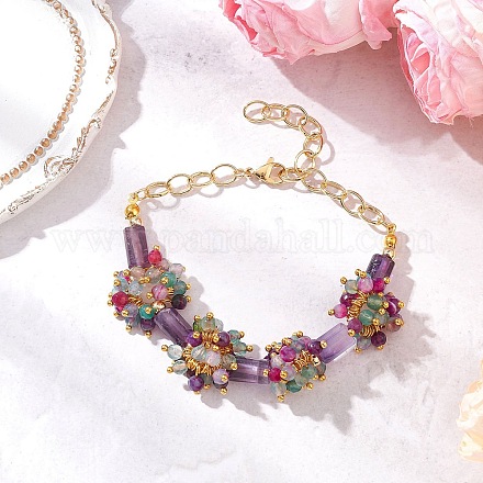 Wholesale Natural Gemstone with Brass Link & Charm Bracelets