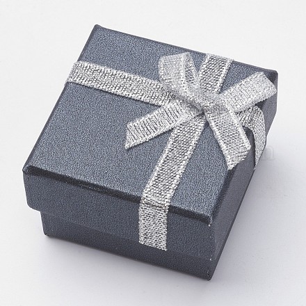 厚紙箱リングボックス  ちょう結びに  正方形  ブラック  5x5x3.1cm&nbsp;CBOX-G011-E03-1