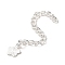Rack Plating Brass Curb Chain Extender, End Chains with Flower Drop, 925 Sterling Silver Plated, 61mm