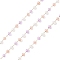 Handmade Glass Beaded Chains, Faceted, Unwelded, with 304 Stainless Steel Chains, Golden, Round, Dark Salmon, 3x2.5mm