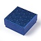 Cardboard Jewelry Set Boxes, Square, Marine Blue, 7.5x7.5x3.5cm