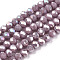 Electroplate Glass Beads Strands, Opaque Solid Color, AB Color Plated, Faceted, Rondelle, Rosy Brown, 3.5~3.8x3mm, Hole: 0.4mm, about 105~110pcs/strand, 29~31cm
