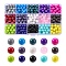 Baking Paint Glass Beads, Round, Mixed Color, 8x7.5mm, Hole: 1.2mm, 15 Colors, 22~23Pcs/color, about 330~345Pcs/box