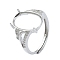 Adjustable 925 Sterling Silver 4 Prongs Ring Settings, with Cubic Zirconia, Real Platinum Plated, 1.5~7.5mm, Inner Diameter: 17mm