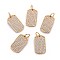 Brass Micro Pave Cubic Zirconia Pendants, with Jump Rings, Rectangle, Clear, Golden, 16x9x1.5mm, Hole: 3.5mm