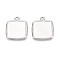 304 Stainless Steel Pendant Cabochon Settings, Square, Stainless Steel Color, 30x25x2mm, Hole: 2.7mm, Tray: 21x21mm