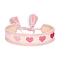Valentine's Day Theme Polyester Cord Bracelets, with Tassel, Heart, Pink, Inner Diameter: 2-3/8 inch(6cm)