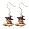 Acrylic Dangle Earrings, Platinum, Owl, 33x34mm