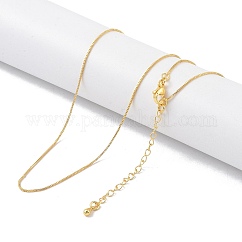 Brass Chain Necklaces, Box Chains, Real 18K Gold Plated, 17.91 inch(45.5cm)