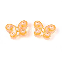 透明ガラスビーズ  エナメルスタイル  蝶  オレンジ  10x14.2x6~6.5mm  穴：1mm&nbsp;GLAA-T025-20F