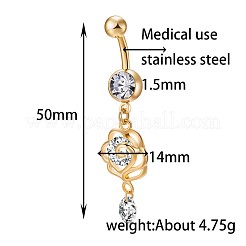 Brass Cubic Zirconia Navel Ring&nbsp;AJEW-EE0004-15