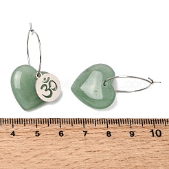 Natural Green Aventurine & 304 Stainless Steel Hoop Earrings for Women&nbsp;EJEW-G475-04P-04