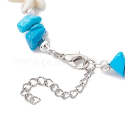 Synthetic Turquoise & ABS Plastic Imitation Pearl Beaded Bracelets for Women&nbsp;BJEW-JB12370