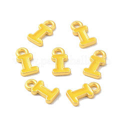 合金エナメルチャーム  マットゴールドカラー  レターチャーム  ニッケルフリー  文字I  10x5.5x1.5mm  穴：1.6mm&nbsp;ENAM-P247-01MG-I