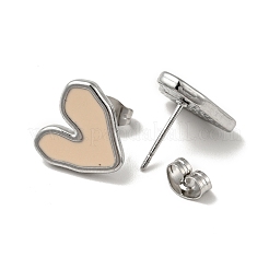 Heart 304 Stainless Steel Stud Enamel Earrings&nbsp;EJEW-A081-18P