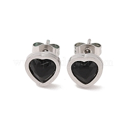 3 Pairs 3 Colors 304 Stainless Steel Heart Stud Earrings for Women&nbsp;EJEW-K279-07P-01