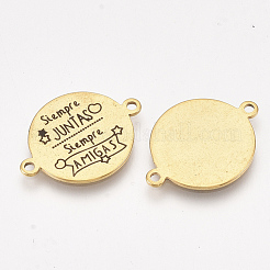 304ステンレススチールリンク  エナメル  単語とフラットラウンド  ゴールドカラー  21.5x16x1mm  穴：1.4mm&nbsp;X-STAS-S079-95O-G