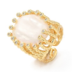 Natural Pearl Twist Oval Open Cuff Ring&nbsp;RJEW-M150-03G
