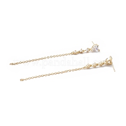 Clear Cubic Zirconia Heart Dangle Stud Earrings&nbsp;EJEW-L261-003G