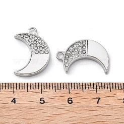 304ステンレスラインストーンペンダント  シェルと  ムーン  ステンレス鋼色  20x13x3mm  穴：1.8mm&nbsp;STAS-Z121-49P