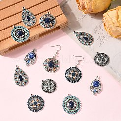 6Pcs 6 Styles Bohemian Alloy with Dyed Natural Gemstone Pendants and Alloy Enamel Pendants&nbsp;FIND-CJ0005-90