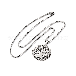 201 Stainless Steel Buddha Yoga Tree of Life Pendant Necklaces&nbsp;LS-NJEW-S440-11P