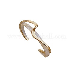 女性用ゴールド真鍮カフバングル  天然なシェルと  ホワイト  5/8インチ（1.5cm）  内径：2-1/4インチ（5.8cm）&nbsp;WG6F97B-04