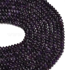 天然石アメジストビーズ連売り  ロンデル  多面カット  9.5~10x6.5~7.5mm  穴：1mm  約54~57個/連  15.24~15.43''（38.7~39.2センチメートル）&nbsp;G-C280-A07-02