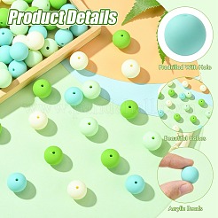ラバー加工オペークアクリルビーズ  ラウンド  芝生の緑  16mm  穴：2mm  約232個/500g&nbsp;MACR-CJC0009-02C