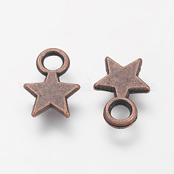 チベット風合金チャーム  クリスマスの星  カドミウムフリー＆ニッケルフリー＆鉛フリー  赤銅鉱  10x8x1mm  穴：2mm&nbsp;TIBEP-A123046-R-FF