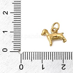 304ステンレススチールチャーム  犬  イオンプレーティング（ip）  丸カン付き  ゴールドカラー  9x12x3mm  穴：3.2mm&nbsp;STAS-Z179-16G