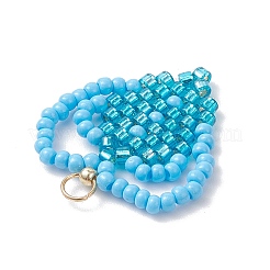 Handmade Glass Seed Beaded Heart Pattern Pendants&nbsp;PALLOY-MZ00964-02