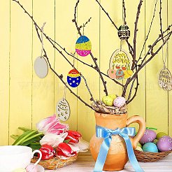 5 Sets 5 Styles DIY Easter Egg Shape Wood Pendant Decorations&nbsp;DIY-CJ0002-18