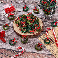 24個2色のポリエステルと鉄製のミニチュアクリスマスリース  マイクロ風景ドールハウスアクセサリー  小道具の装飾のふりをする  ミックスカラー  39x34x9mm  12個/カラー&nbsp;DOLL-GO0001-09