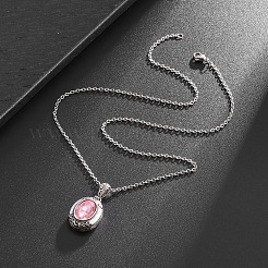 Alloy Acrylic Oval Photo Locket Pendant Necklaces for Women&nbsp;WGC3FDF-02