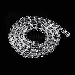 ガラスビーズ連売り  ファセットバレル  透明  7x6mm  穴：1mm  約78~79個/連  21.26~21.46インチ（54~54.5cm）&nbsp;GLAA-G112-01B