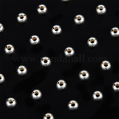 40 個 925 スターリングシルバービーズ  シームレスなラウンド  銀  4mm  穴：1~1.3mm&nbsp;STER-BBC0005-99