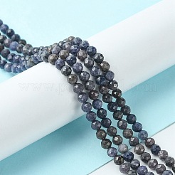 天然サファイアビーズ連売り  多面カット  ラウンド  3mm  穴：0.8mm  約140個/連  15.35インチ（39cm）&nbsp;G-F748-M01-02