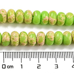合成インペリアルジャスパー染めビーズ連売り  ロンデル  緑黄  8~8.5x5~5.5mm  穴：1.2mm  約76~77個/連  15.20''~15.47