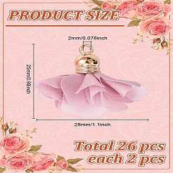 布製ペンダント26色13個  アクリルパーツ  花  ミックスカラー  25~30x28~35mm  穴：2mm  2個/カラー&nbsp;FIND-LP0002-04