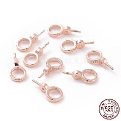 スターリングシルバー製スクリューアイペグベイル925個  リング  片穴ビーズ  ローズゴールド  12x6x3mm  穴：4mm  ピン：0.7mm&nbsp;STER-D035-46RG