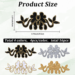 16Pcs 4 Colors Flower Polyester Iron on/Sew on Patches&nbsp;DIY-GF0011-68