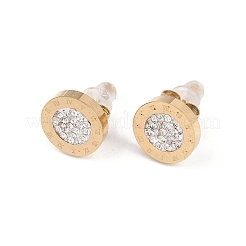 Flat Round 304 Stainless Steel Stud Earrings&nbsp;EJEW-H175-02G-01
